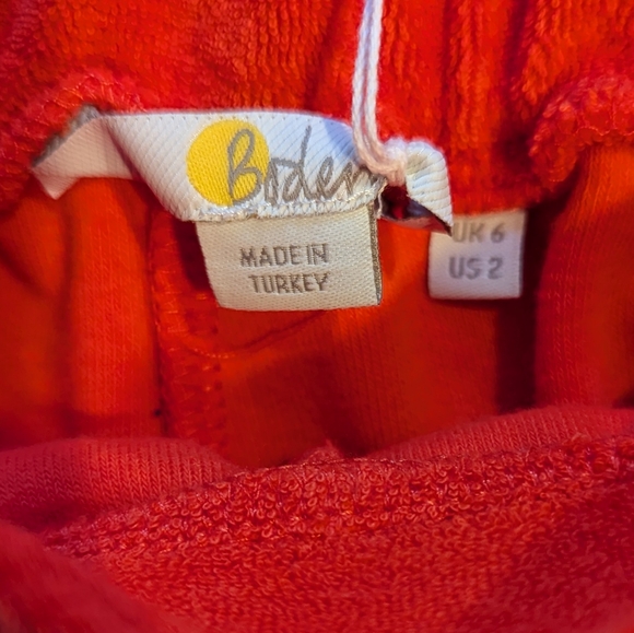 BODEN Erica Towelling Shorts Orange Cotton Terrycloth  Shorts Size 2 - Picture 4 of 8